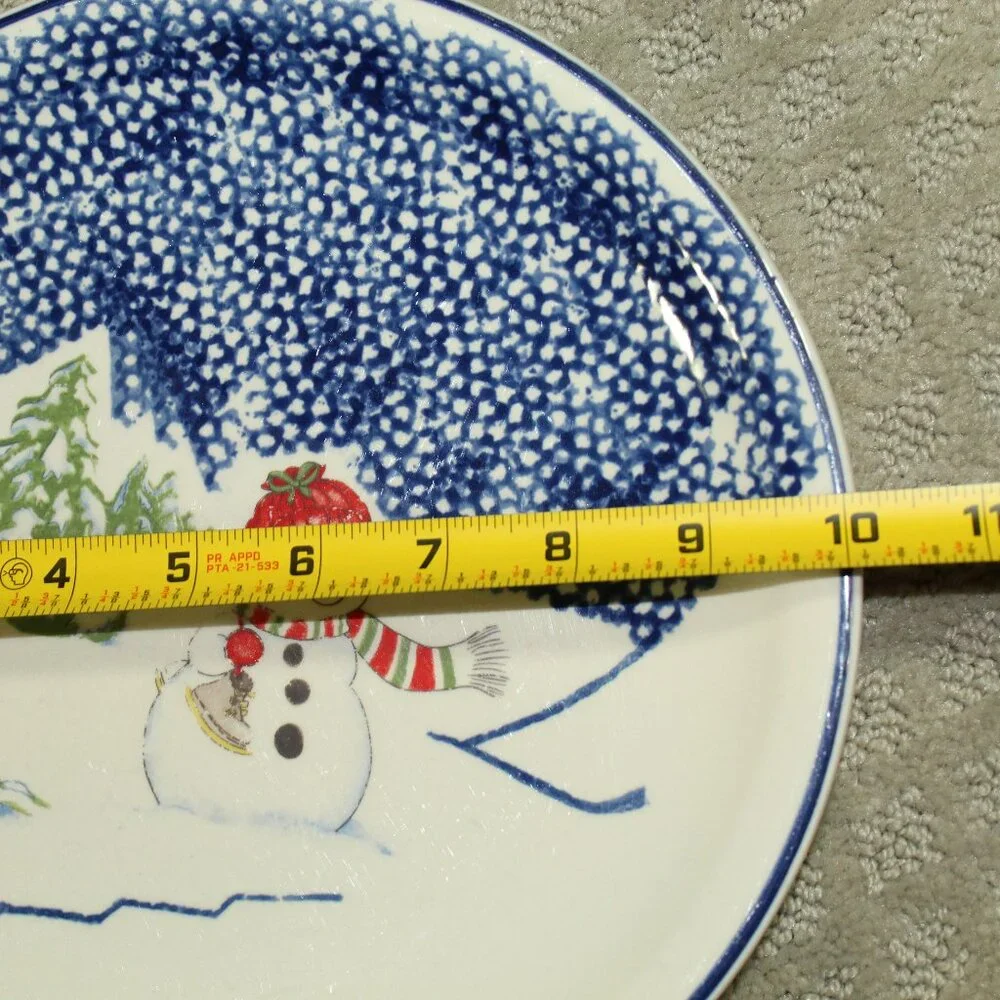 Vintage Set Of 3 Thomson Pottery Snowman 10.25” Dinner Plates Retired